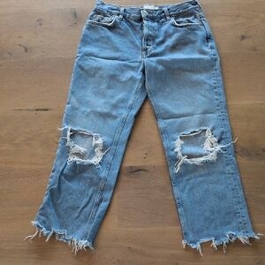 Free People Size 27 Distressed Straight Leg Jeans
